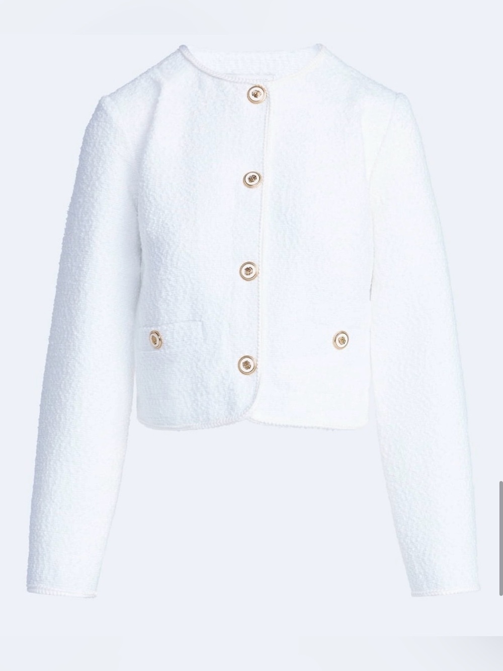 Free Assembly Women's Collarless Nubby Jacket with Long Sleeves